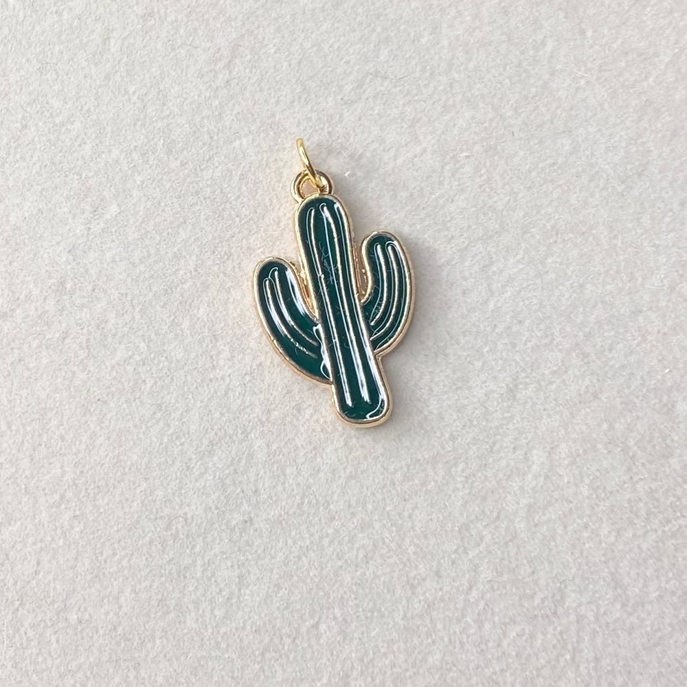 Golden Cactus Charm-dark green